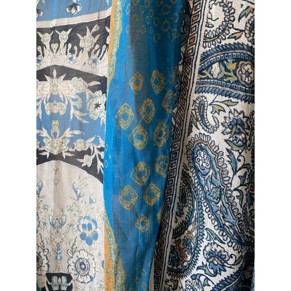 Free People I Kimono Duster Open Front One Size Sheer Silk Blue Boho Intimates - Picture 5 of 12